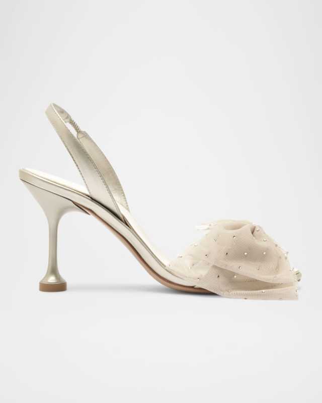 Isabelle Crystal Tulle Bow Bridal Pumps